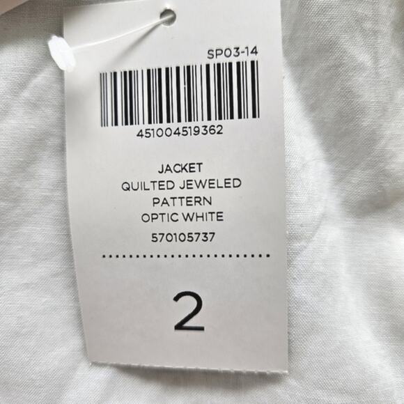 New Chico's Womens Embellished Jacket White Quilted Jeweled Large Cuff Sleeve - Picture 11 of 16